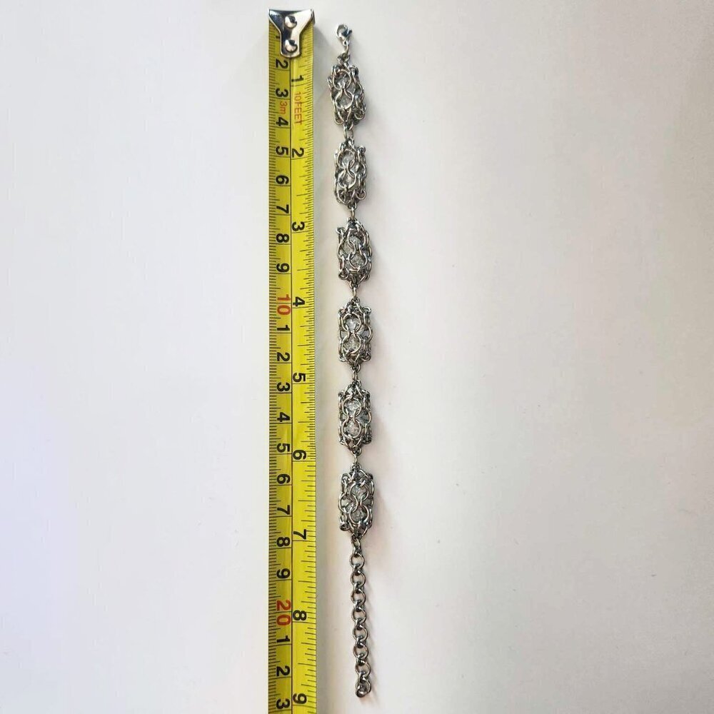 Clear quartz chunky silver bracelet - Picture 5 of 10